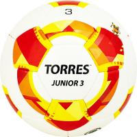 Мяч футб. "TORRES Junior-3" арт.F320243, р.3, вес 270-290 г,глянц.ПУ, 3 сл, 32 п,руч.сш,бел-крас-жел