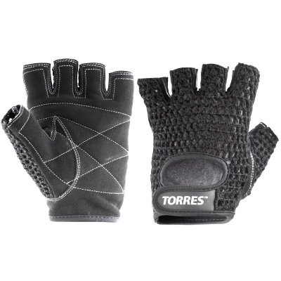 Перчатки для занятий спортом "TORRES" арт.PL6045L, р.L, хлопок, нат. замша, подбивка 6 мм, черные