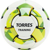 Мяч футб. "TORRES Training" арт.F320055, р.5, 32 пан. PU, 4 подкл. слоя, руч. сшивка, бело-зел-сер