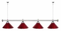 Лампа STARTBILLIARDS 4 пл.,штанга хром (плафоны зеленые, фурнитура золото)