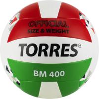 Мяч вол. "TORRES BM400" арт.V32015, р.5, синт. кожа (ТПУ), клееный, бут.кам., бело-крас-зелен
