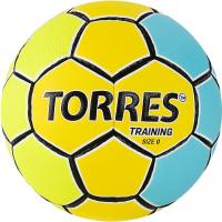 Мяч ганд. "TORRES Training" арт.H32150, р.0, ПУ, 4 подкл. слоя, руч. сшивка, желто-голубой