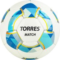 Мяч футб. "TORRES Match",арт.F320024,р.4, 32 пан. PU, 4 под. слоя, ручн. сшивка, бело-серебр-голубой