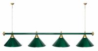 Лампа STARTBILLIARDS 4 пл. металл (плафоны зеленые матовые, штанга зеленая матовая)
