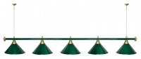 Лампа STARTBILLIARDS 5 пл. металл (плафоны зеленые, штанга зеленая)
