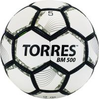 Мяч футб. "TORRES BM 500" арт.F320635, р.5, 32 пан. PU, 4 подкл. слоя, руч. сшивка, бело-серо-серебр
