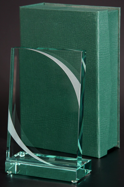Награда стеклянная (сувенир) 185х110мм футляр в комплекте G023C