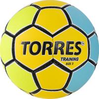 Мяч ганд. "TORRES Training" арт.H32153, р.3, ПУ, 4 подкл. слоя, руч. сшивка, желто-голубой