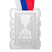 Медаль MZ 134-65/S 2 место с лентой (50х65мм, s-2мм)