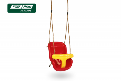 Пластиковое сиденье для качели с фиксацией красно-желтое