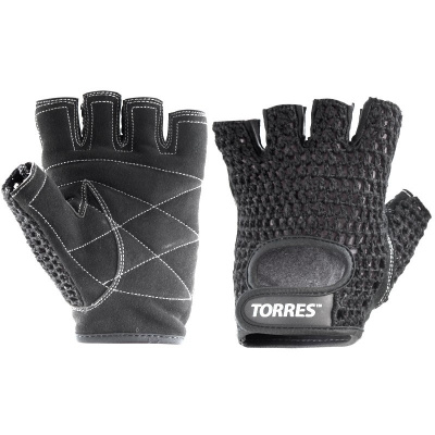 Перчатки для занятий спортом "TORRES" арт.PL6045S, р.S, хлопок, нат. замша, подбивка 6 мм, черные