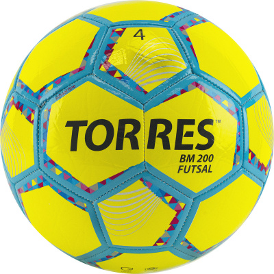 Мяч футзал. "TORRES Futsal BM 200" арт.FS32054, р.4, 32 панели. TPU, 4 подкл. слоя, желтый